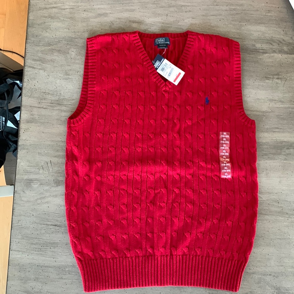 NWT Polo red sweater vest, boys XL, 18-20